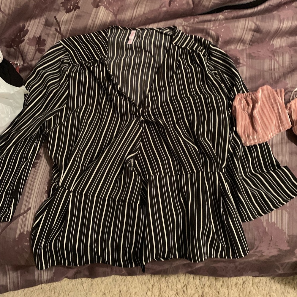 Striped wrap blouse